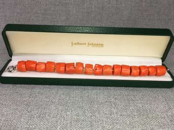 Fabulous Large Chunky Orange Coral Bracelet - Made To Retail In Boutiques For $395 - Fantastic Bracelet !