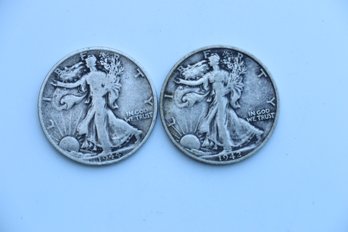 2 Walking Liberty Silver Half Dollars  1944 1942 S