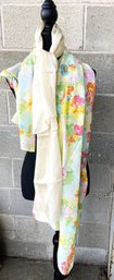 Vera Cream Silk Scarf And Ralph Lauren Colorful Cotton Wrap/ Scarf