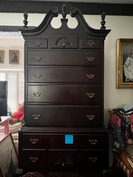Vintage Georgian Style Bump Out Highboy With Shell Accents