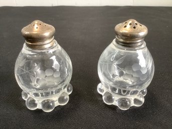 Sterling Topped Glass Shakers