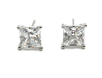 Sterling Silver SUCH Square Clear Stone Stud Earrings