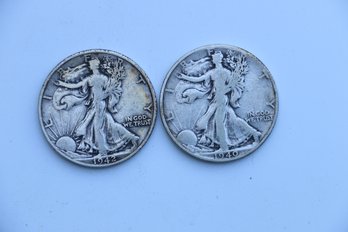 2 Walking Liberty Silver Half Dollars  1942 D 1940