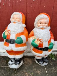 Vintage Pair Of 30' Santa Blow Mold Christmas Lawn Decorations #2