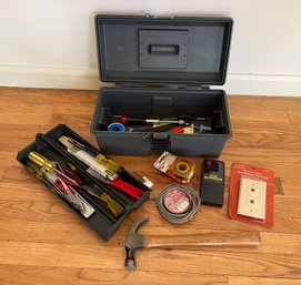 Tool Box And Assorted Handtools  And Supplies - Great New Homeowner's Kit