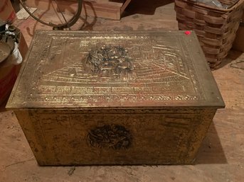 BRASS COVERED KINDLING BOX