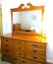 Solid Maple Dresser With Scroll Top Mirror