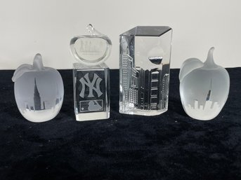 4 Piece NYC Themed Glass Figurine Collection