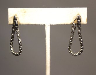 Fine Pair Sterling Silver Pierced Chain Earrings