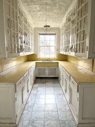 An Amazing Original Classic  Wood Butlers Pantry With Glass Pane Cabinets