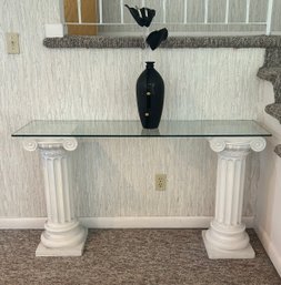 Plaster Pillar & Glass Entry Table