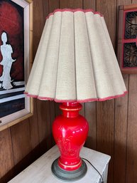 Vintage 1975 Red & Gold Table Lamp