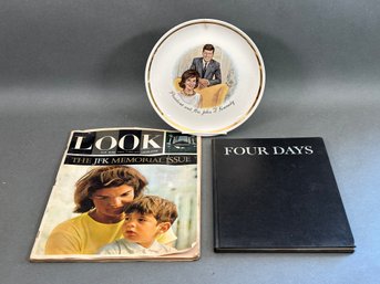 Kennedy Memorabilia: Collector's Plate, Book & Magazine