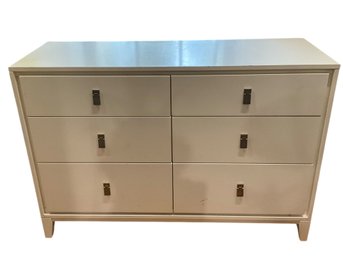 White 6-Drawer Dresser W/Silvertone Metal Hardware - Modern Look