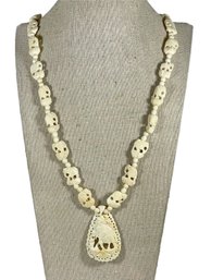 Vintage Carved Bone Elephant Necklace