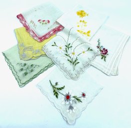 Collection Of 7 Luxe Ladies Embroidered Hankies