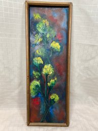 Original Floral Painting On Board Unsigned 8x21 Framed