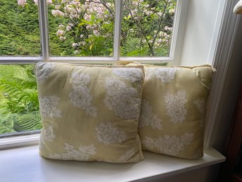 Pair Of Accent Pillows With Quilted Leaf Motif