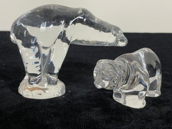 2 Piece Glass Bear Figurine  Collection