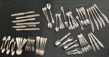 Three Incomplete Silverware Sets - SS?/ Silver Plated ' K', Two Everyday Sets - Common And Funky Styles