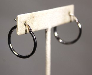 Fine Hollow Sterling Silver Medium/small Sized Pierced Hoop Earrings