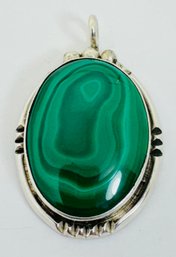 NATIVE AMERICAN NAVAJO SIGNED J. ABEYTA STERLING SILVER MALACHITE PENDANT