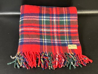 A Quality Vintage Wool Throw Blanket In Red Plaid By Horner