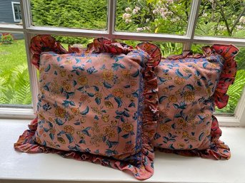 Charming And Whimsical Pair Of  April Cornell Toss Pillow Covers