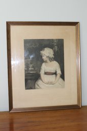 Vintage Framed & Matted Watercolor Art Print Simplicity