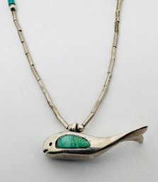 LIQUID SILVER INLAID WHALE NECKLACE