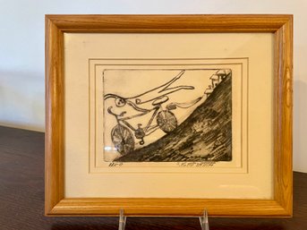 Shohei Komiyama (Japanese/American, 1916-1997) Whimsical Pencil Signed Engraving