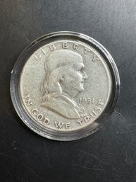 1951 Benjamin Franklin Silver Half Dollar