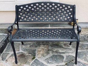 Arched Trellis Cast Aluminum Garden Bench