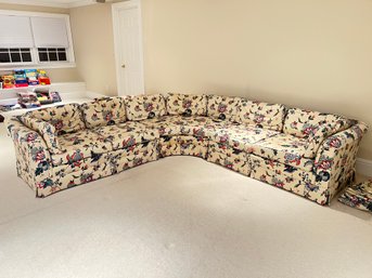 Paid $2,900 Three Piece Sectional Sofa By Sherrill In Floral Pattern