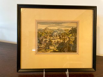 Antique Early 1800s Hand Colored Lithograph Of A Susquehanok Village