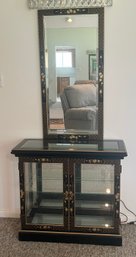 Asian Style Display Cabinet With Matching Mirror