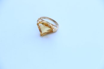 14k Yellow Gold Large Citrine Ring Size 4.75