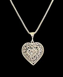 Vintage Sterling Silver Chain And Intricate Pendant