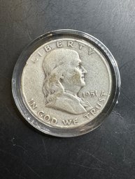 1951-D Benjamin Franklin Silver Half Dollar