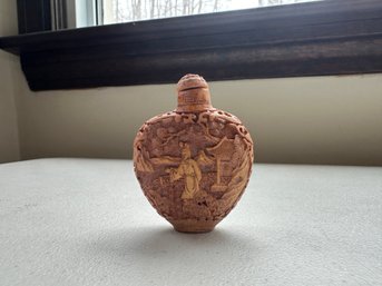 Carved Wooden Perfume Bottle