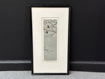 Spencer & Sabra Field, Woodcut On Paper, Chickadee-dee-dee, Signed & Titled