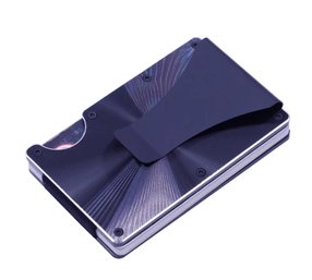 Black With Black Accent Aluminum Minimalist Wallet RFID Blocking, Gift Box W/Mini Srewdriver