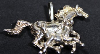 Very Fine Sterling Silver Running Horse And Foal Pendant