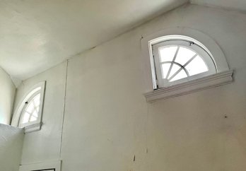 A Pair Of 6 Lite Quarter Round Windows - Original To House - 3rd Floor