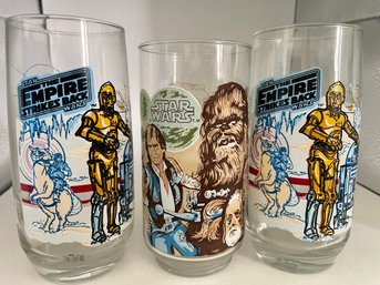 Lot Of 3 Vintage Burger King Star Wars And Empire Strikes Back Collector Drinking Glasses