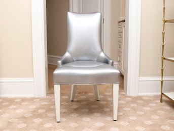 Hollywood Glam Silver Vinyl Chair With White Sabre Legs And Silver Ring