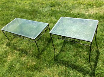 Glass Top Patio Coffee Table And Side Table Lot