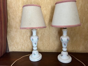 Pair Of Vintage Shabby Chic Lamps