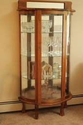 Oak, Glass & Mirror China ' Curio Cabinet With Internal Lamp