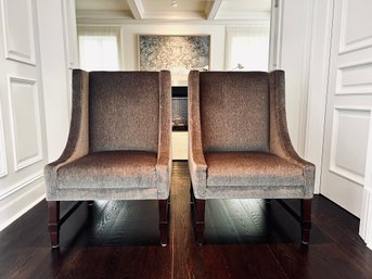 Custom Vicente Wolf Michael Grey Mohair Side Chairs